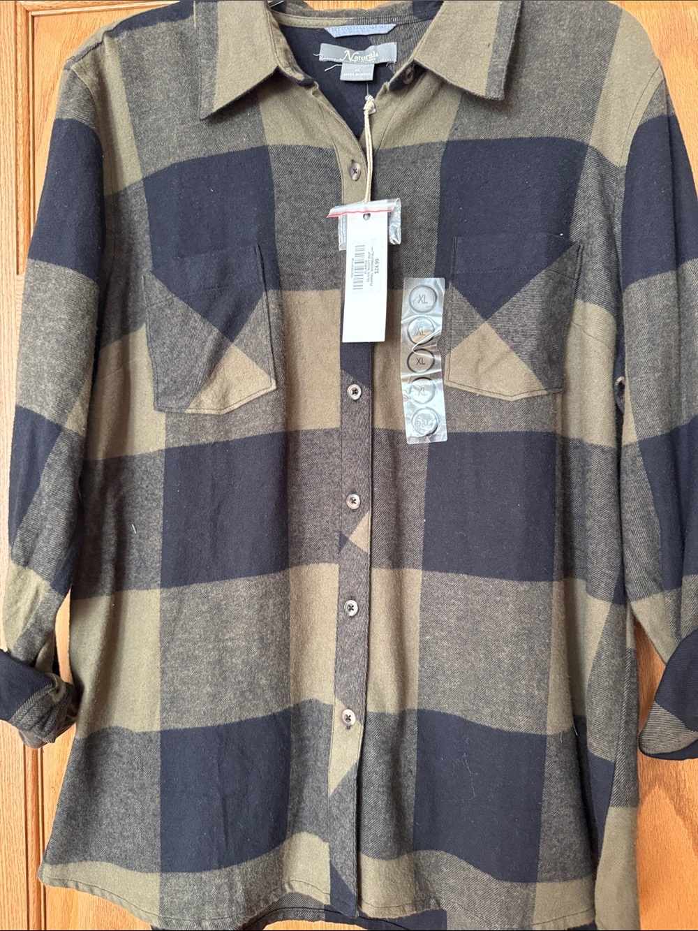 Nomad Olive Green and Black Plaid Button-Down Shirt